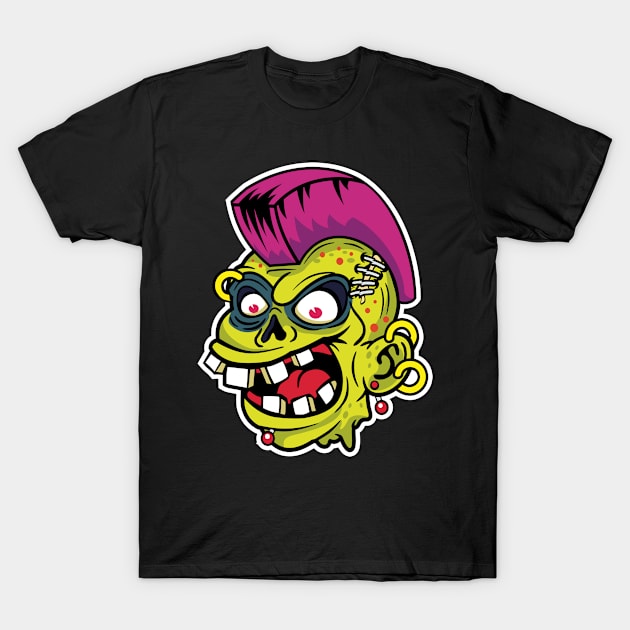 Comic - Zombie Punk Iroquois - dark T-Shirt by ShirzAndMore